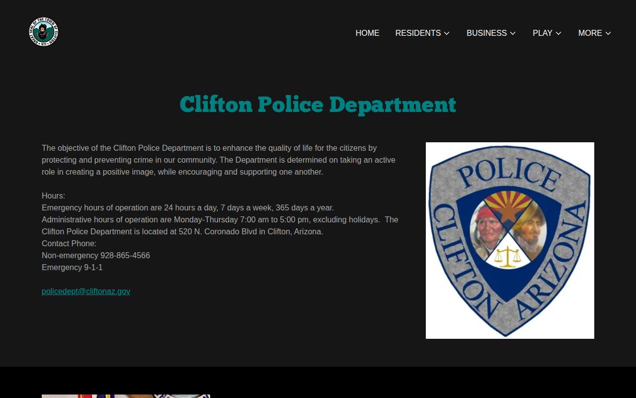 Clifton Police Department arrest records and Greenlee County booking information